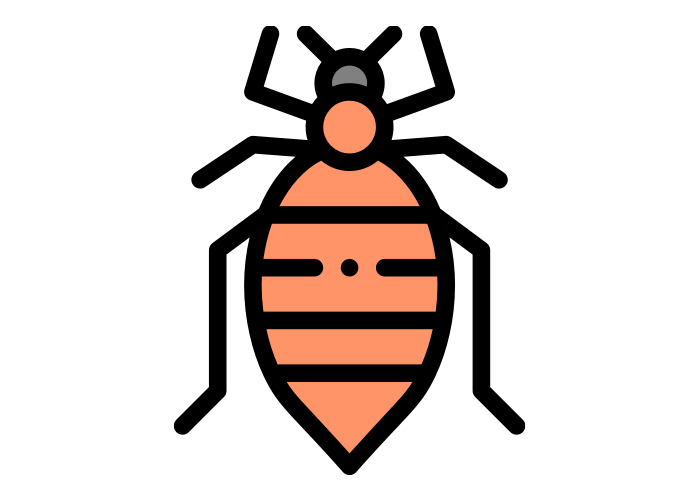 Bedbug Biters logo, Rose Pest Control, IL, IN Illustration of a bed bug, Rose Pest Control, IL, IN
