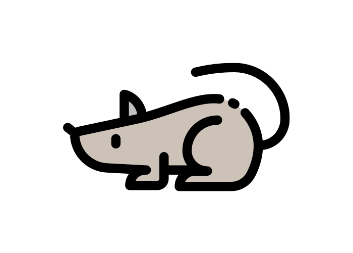 RODENTS logo cartoon rat from Rose Pest Solutions