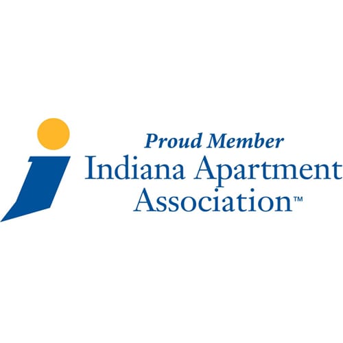 IAA Logo with a stylized blue "i" and yellow dot next to the text "Proud Member Indiana Apartment Association™" on a white background, highlighting expertise in pest control for South Chicago suburbs.