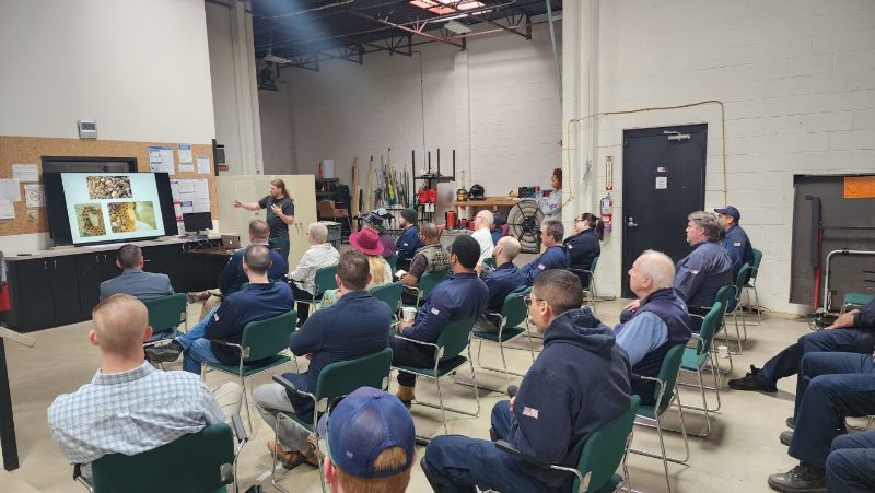Rose Pest Solutions staff being trained on honey bees Rose Pest Solutions staff participating in a honeybee training session with Willie’s Honey Co
